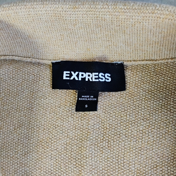 Express Stripe Button Down Sweater Polo Men Small Beige Neutral Cardigan Preppy - Picture 6 of 10
